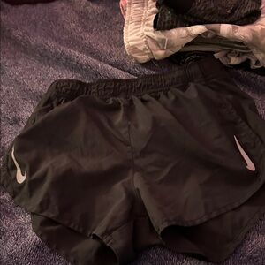 Nike Black Women's Athletic Running Shorts with Reflective Swoosh